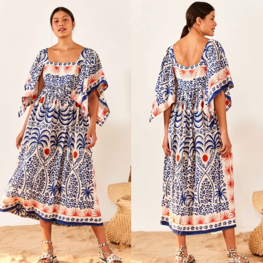 FARM RIO NWT
Afternoon Breeze Caftan Midi-Dress, Size Small